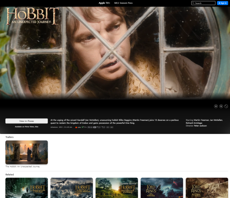 The Hobbit Movies on Apple TV Plus